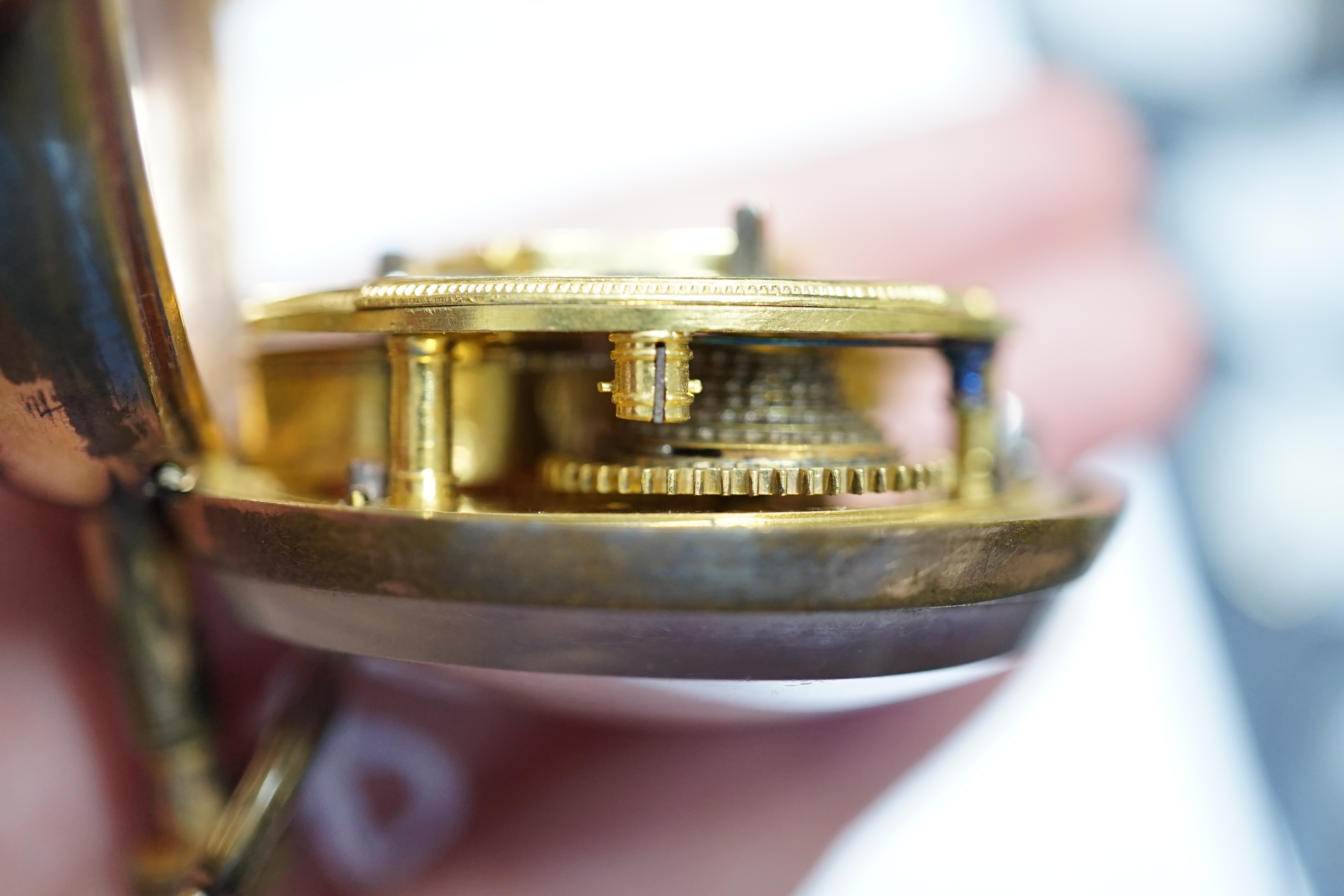 A George III pair cased gold plated keywind verge pocket watch, with a tortoiseshell outer case, by John Rentnow, London